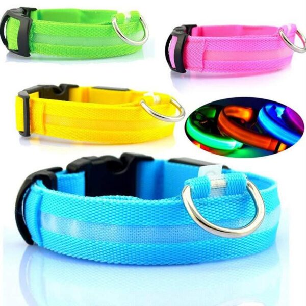 Nylon LED Pet Dog Luminous Collar Night Safety Flashing