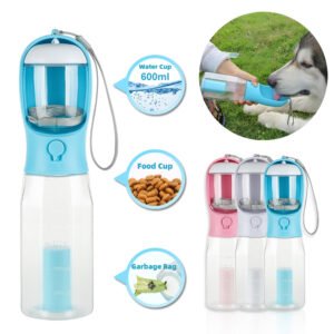 Portable Cat Dog Water Bottle Food Feeder Drinker Poop