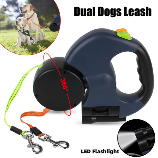 Dual Pet Leash Lead 360 Swivel